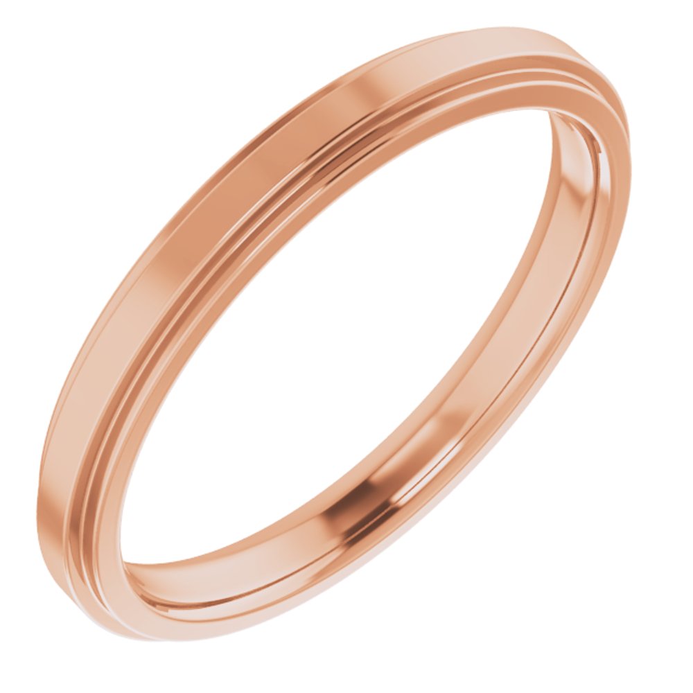 14K Rose Gold 2.5 mm Stepped-Edge Comfort-Fit Flat Band Size 4