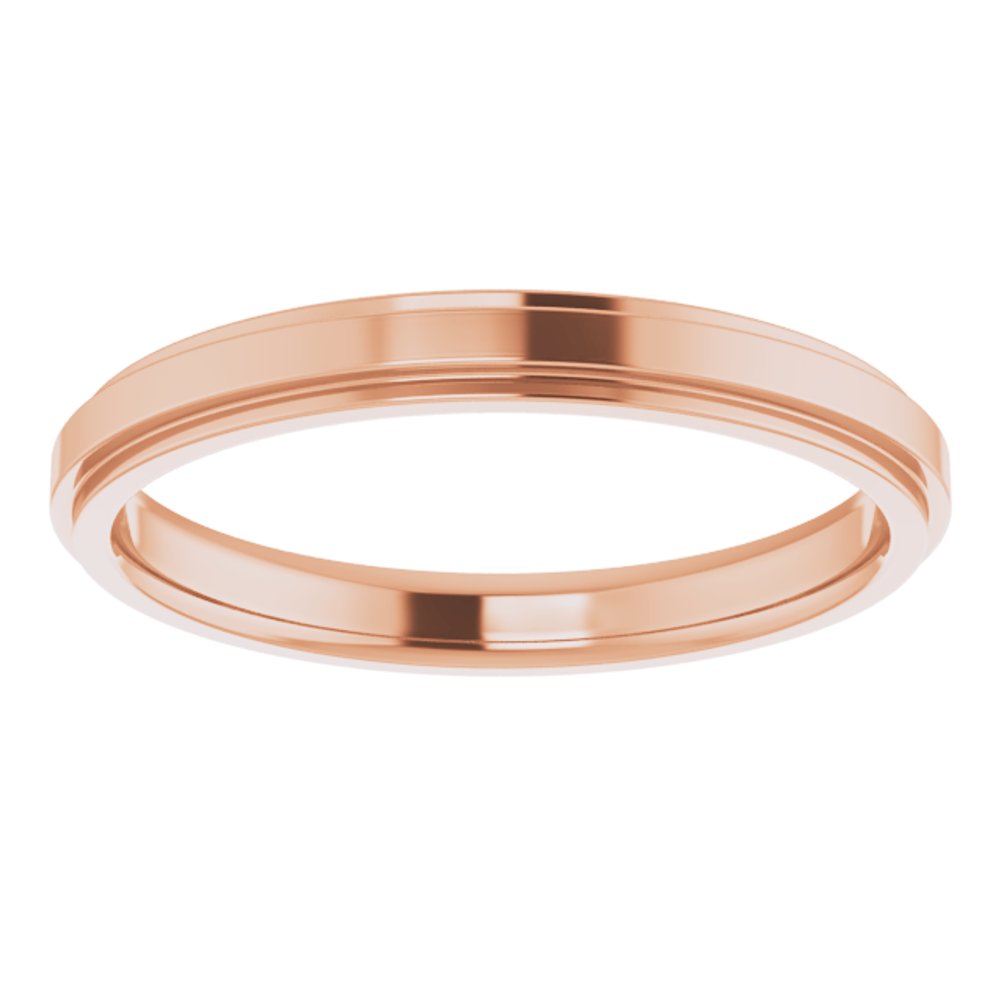 14K Rose Gold 2.5 mm Stepped-Edge Comfort-Fit Flat Band Size 4