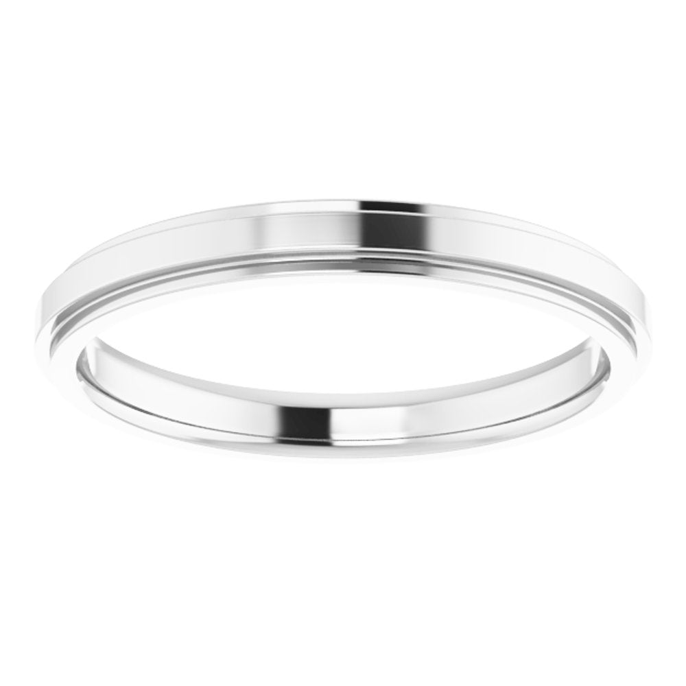 14K White Gold 2.5 mm Stepped-Edge Comfort-Fit Flat Band Size 4.5