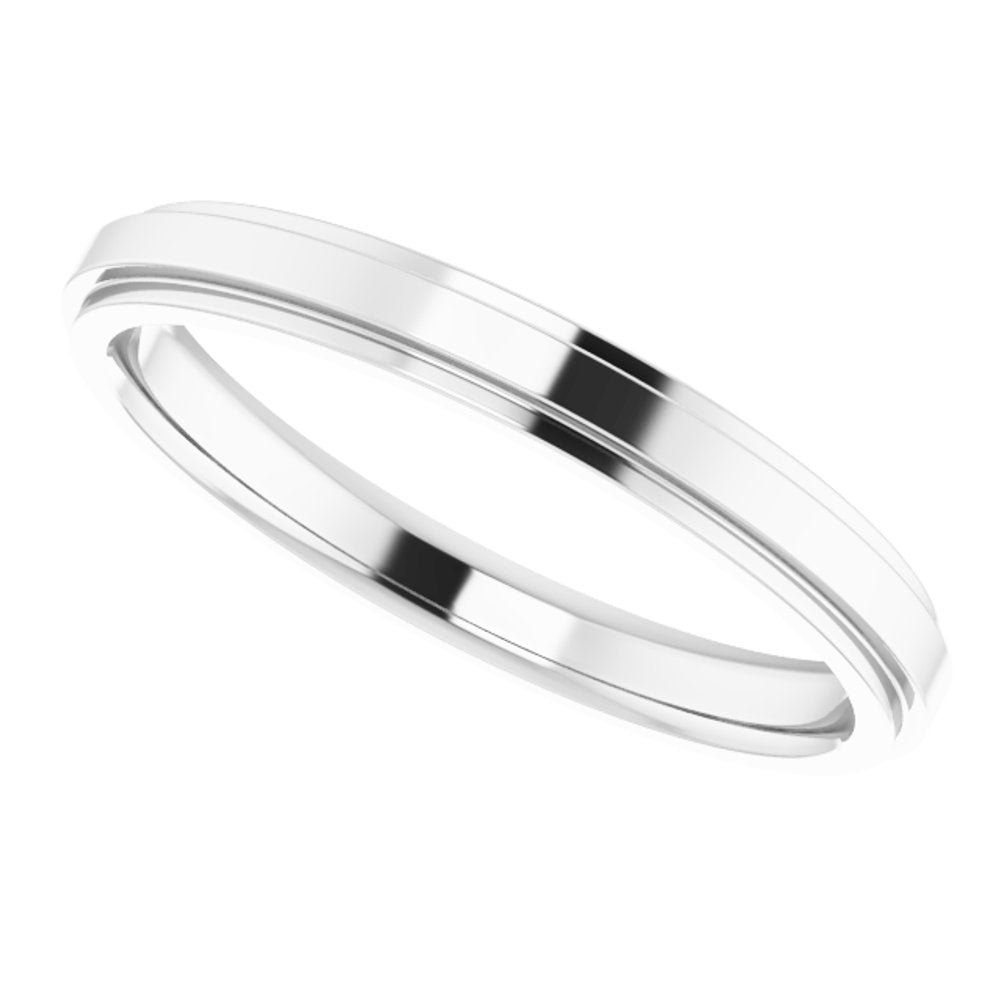 14K White Gold 2.5 mm Stepped-Edge Comfort-Fit Flat Band Size 4.5