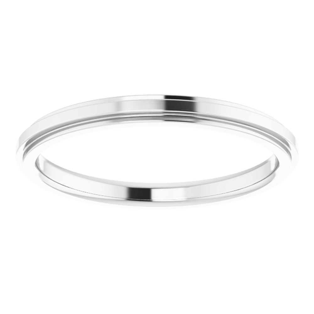 14K White Gold 2 mm Stepped-Edge Comfort-Fit Flat Band Size 4
