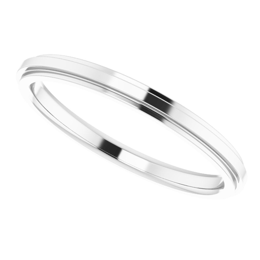 14K White Gold 2 mm Stepped-Edge Comfort-Fit Flat Band Size 4
