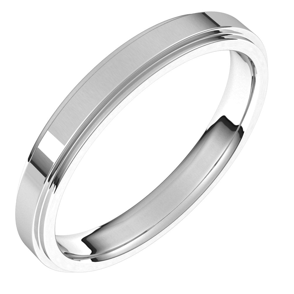 Sterling Silver 3 mm Stepped-Edge Comfort-Fit Flat Band Size 13