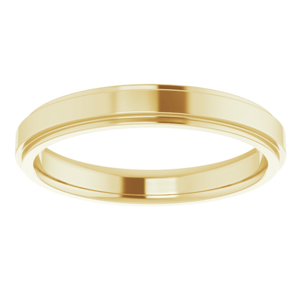 14K Yellow Gold 3 mm Stepped-Edge Comfort-Fit Flat Band Size 6.5