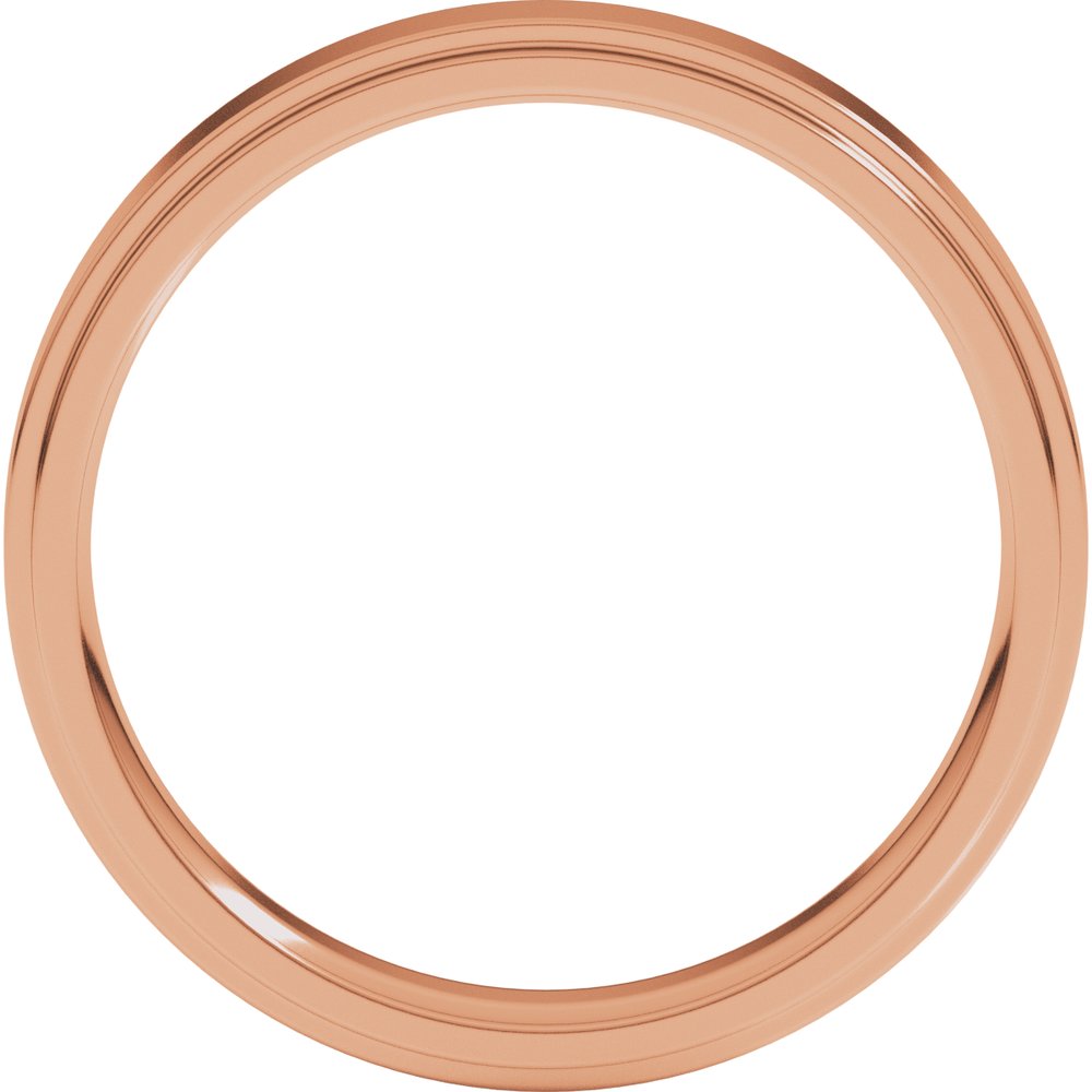 14K Rose Gold 4 mm Stepped-Edge Comfort-Fit Flat Band Size 6.5