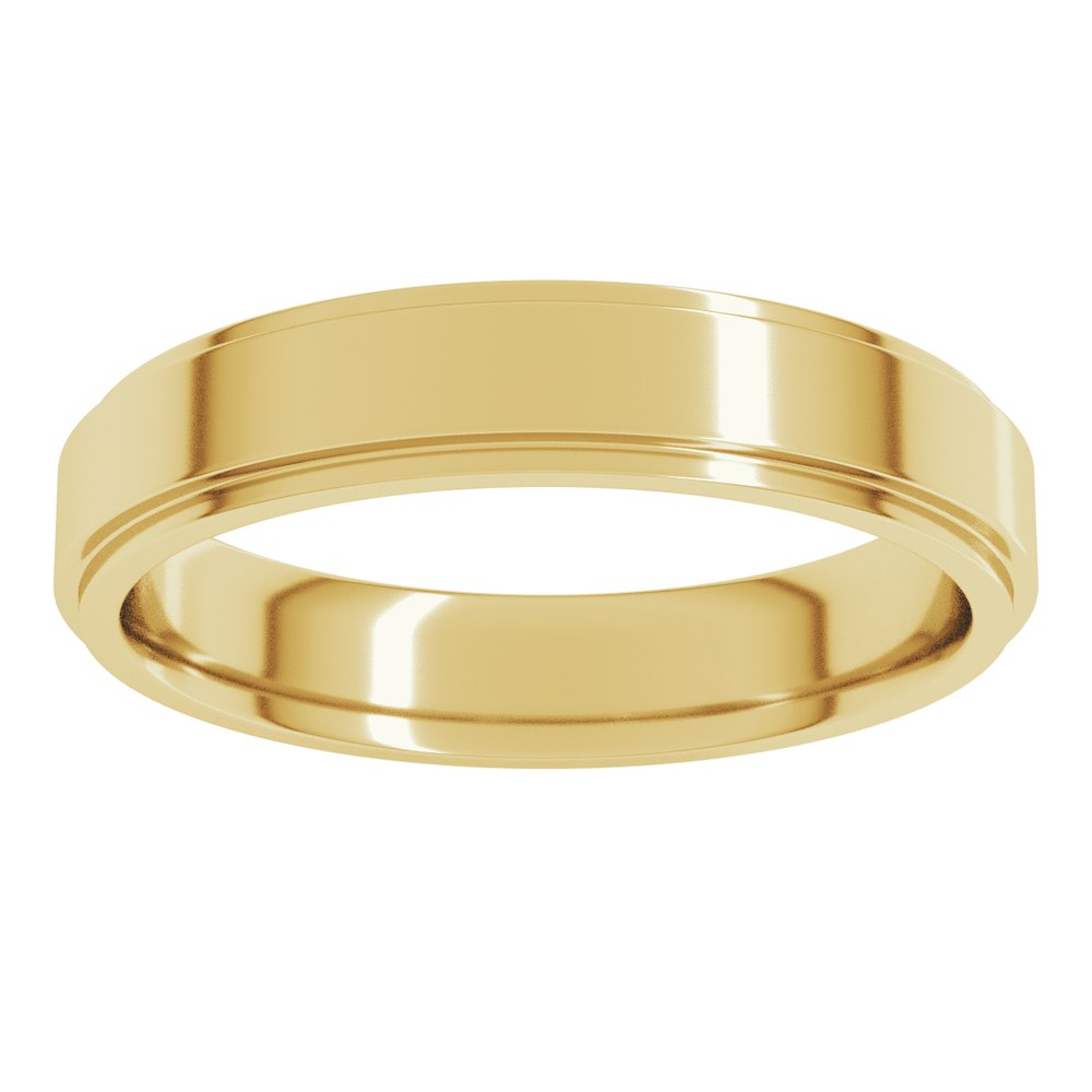 14K Yellow Gold 4 mm Stepped-Edge Comfort-Fit Flat Band Size 8.5