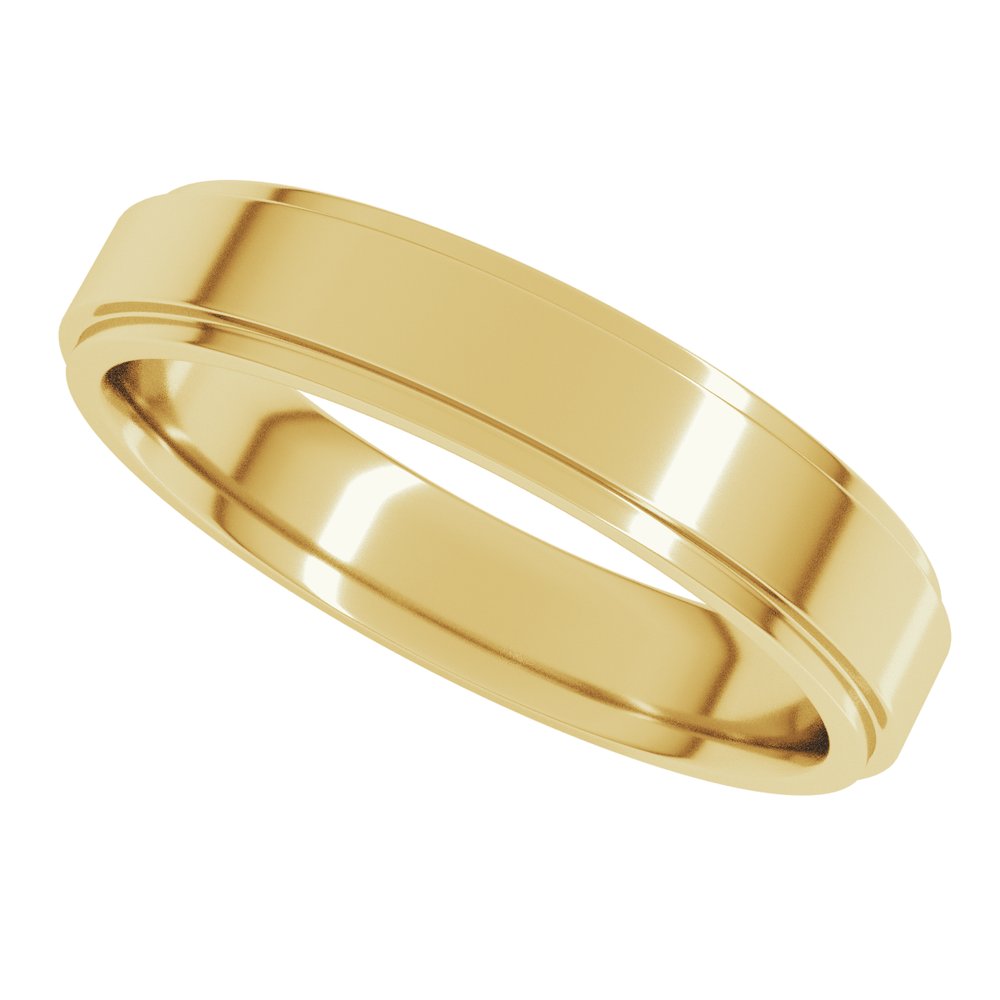 14K Yellow Gold 4 mm Stepped-Edge Comfort-Fit Flat Band Size 8.5