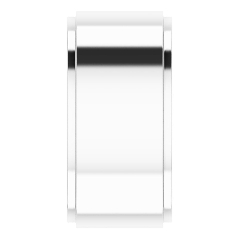 14K White Gold 10 mm Stepped-Edge Comfort-Fit Flat Band Size 8