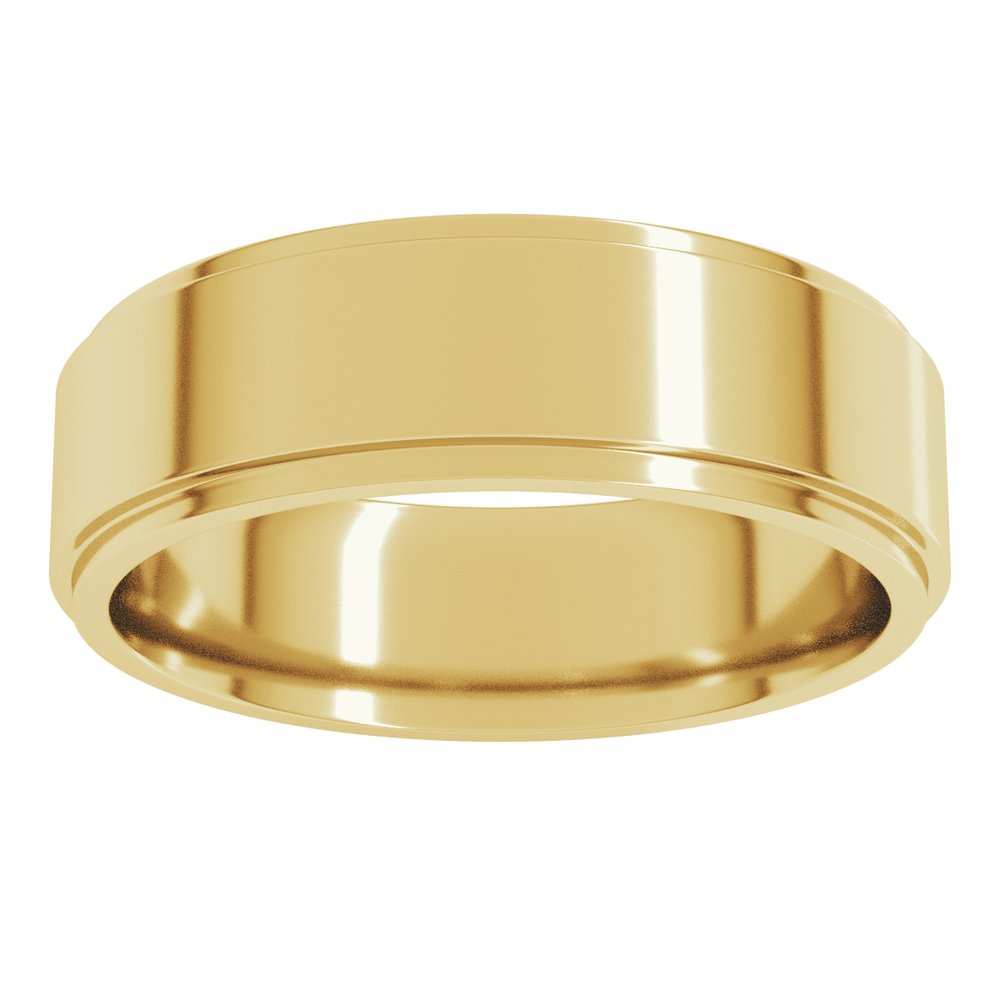 14K Yellow Gold 6 mm Stepped-Edge Comfort-Fit Flat Band Size 7