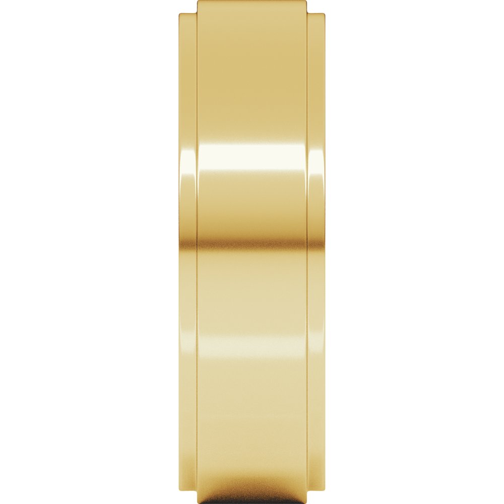 14K Yellow Gold 6 mm Stepped-Edge Comfort-Fit Flat Band Size 7