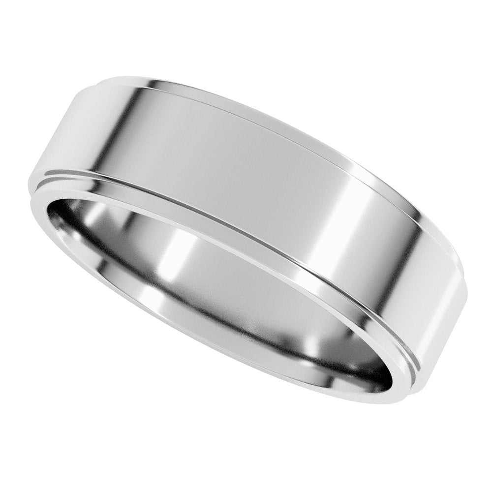10K White 6 mm Stepped-Edge Comfort-Fit Flat Band