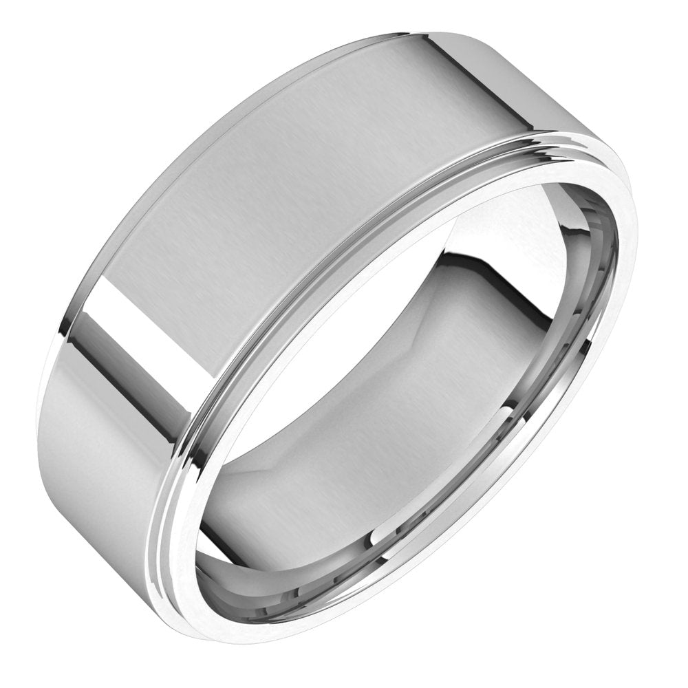 10K White 7 mm Flat Comfort Fit Edge Band Size 10