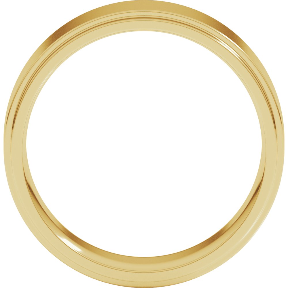 14K Yellow Gold 7 mm Stepped-Edge Comfort-Fit Flat Band Size 9
