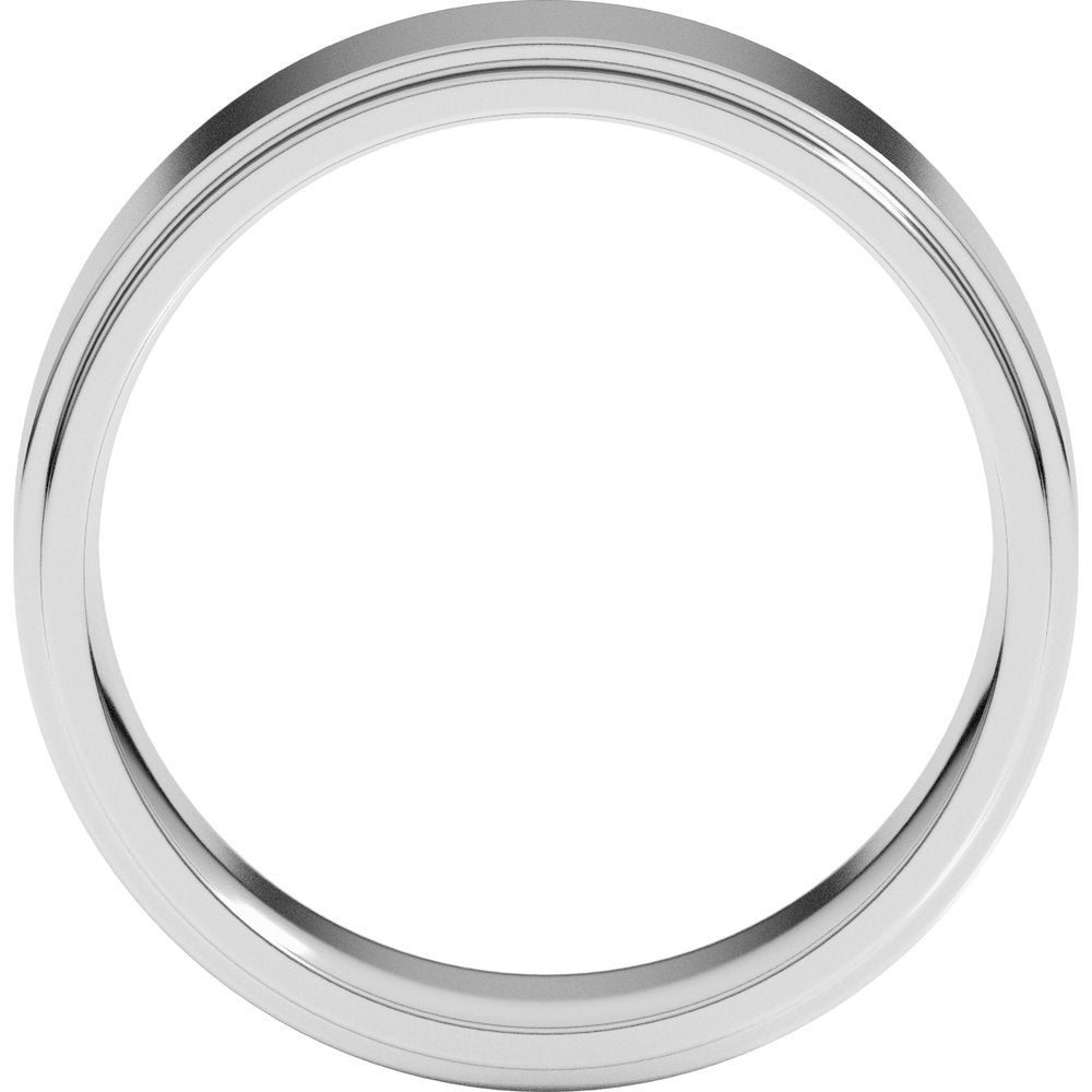 14K White Gold 7 mm Stepped-Edge Comfort-Fit Flat Band Size 9.5