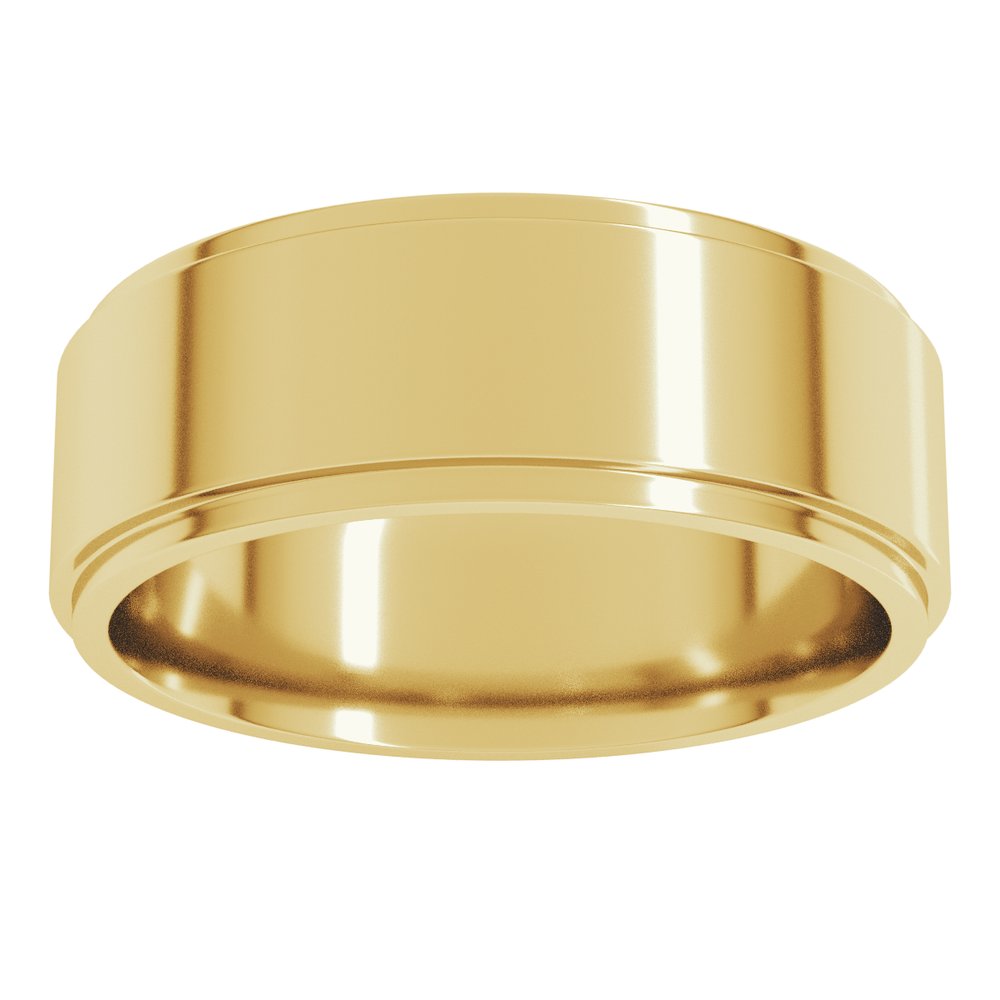14K Yellow Gold 7 mm Stepped-Edge Comfort-Fit Flat Band Size 9