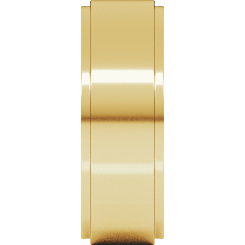 14K Yellow Gold 7 mm Stepped-Edge Comfort-Fit Flat Band Size 9