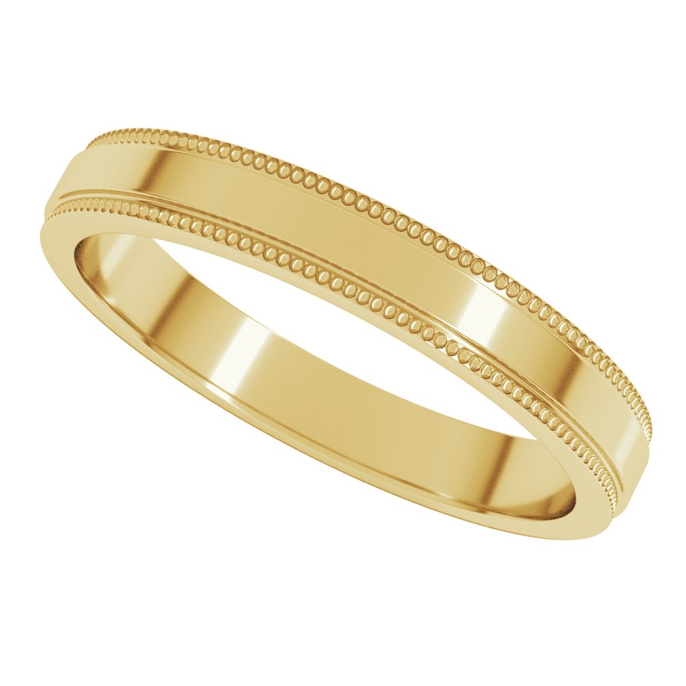 18K Yellow 3 mm Stepped-Edge Comfort-Fit Flat Band Size 11