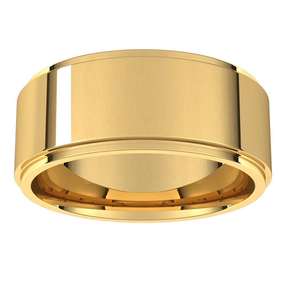 18K Yellow 8 mm Stepped-Edge Comfort-Fit Flat Band Size 11