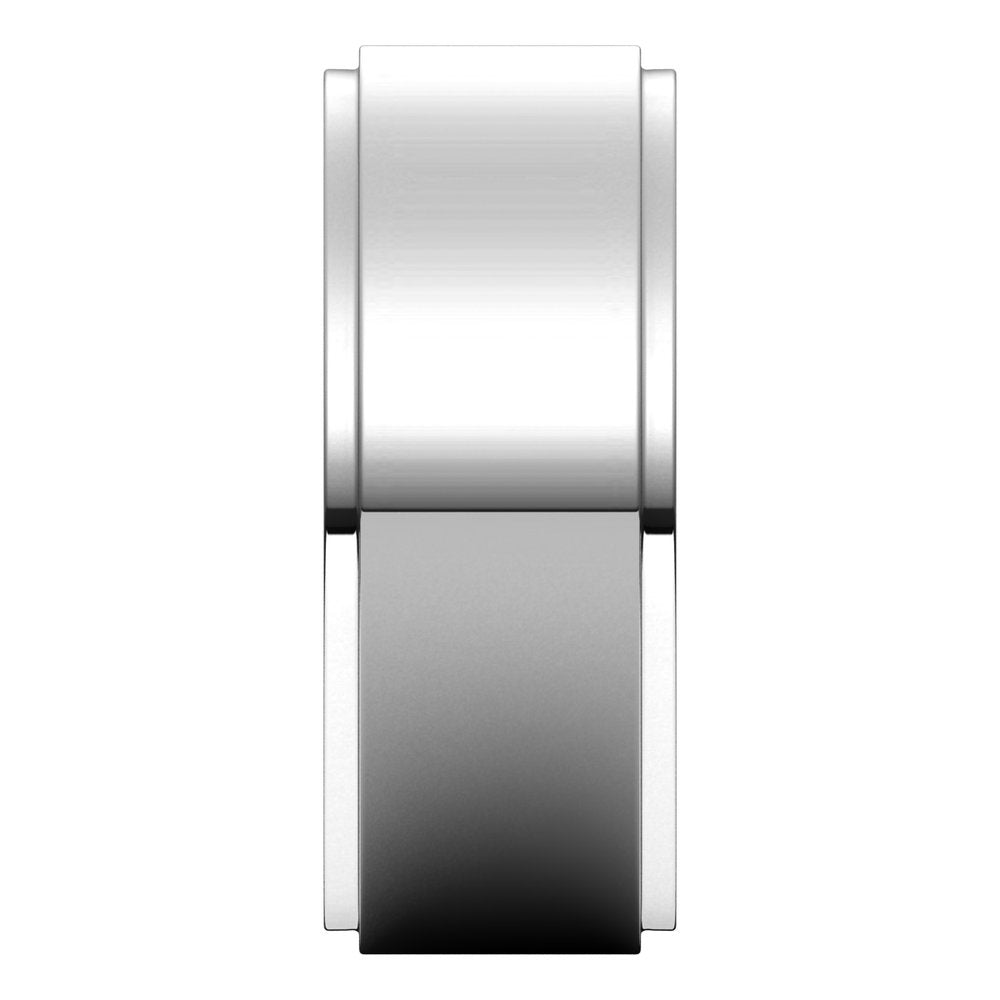 14K White 8 mm Stepped-Edge Comfort-Fit Flat Band
