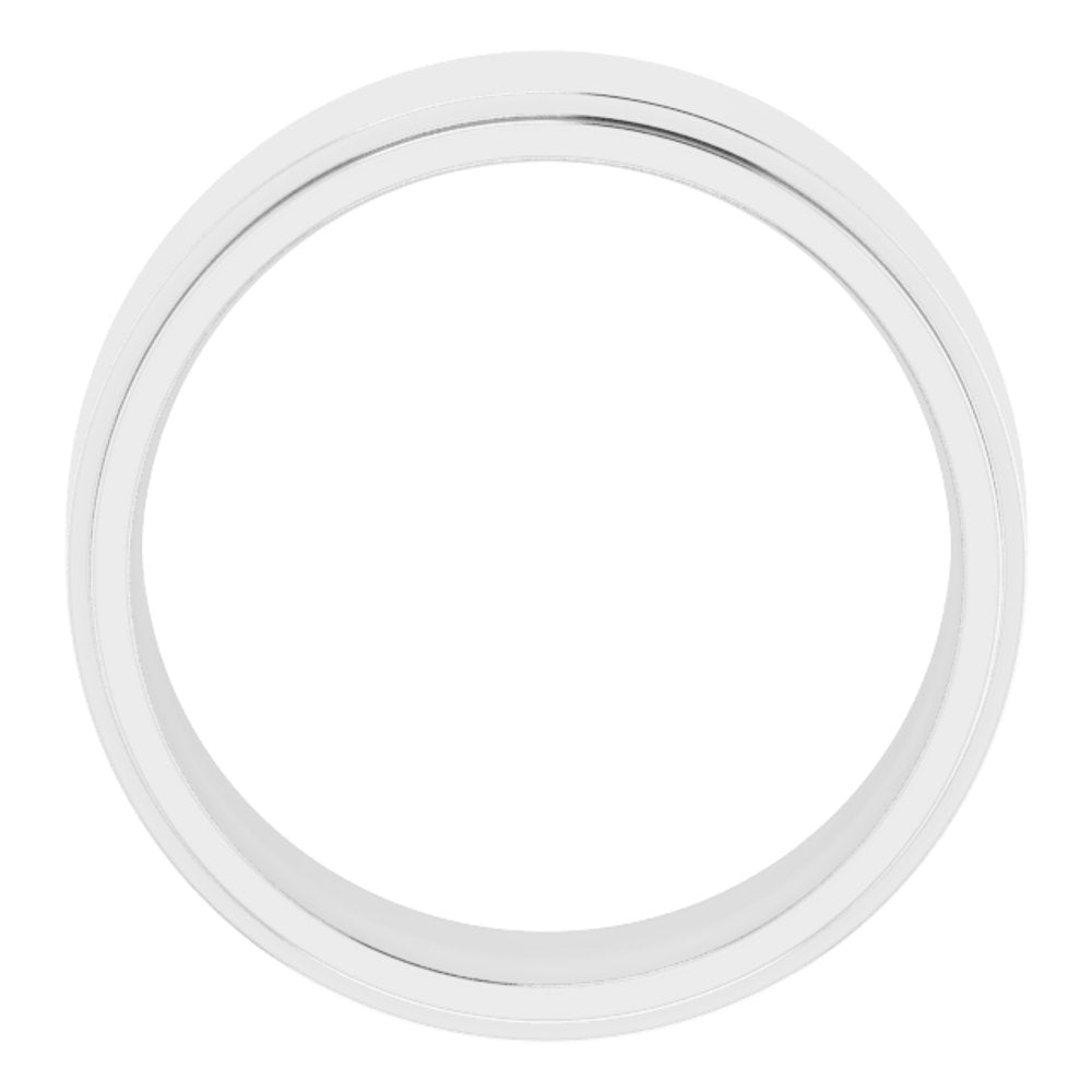 Platinum 8 mm Stepped-Edge Comfort-Fit Flat Band Size 10.5