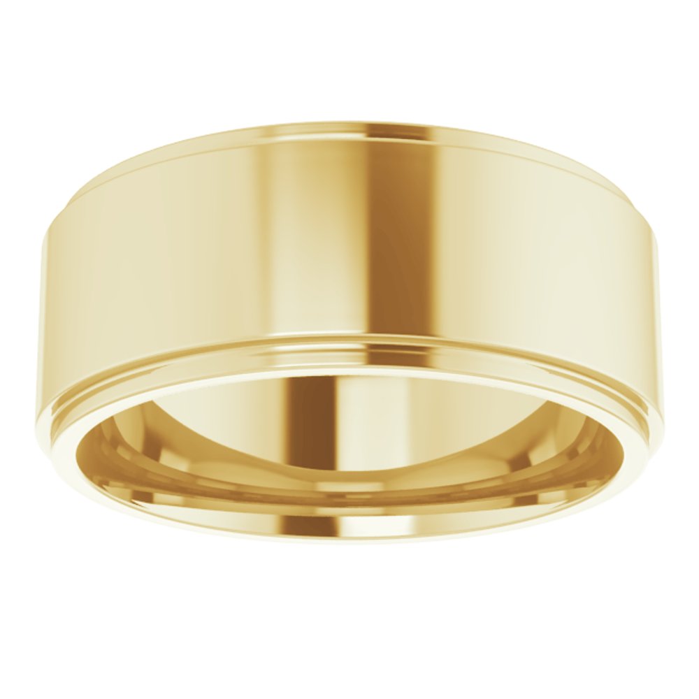 14K Yellow Gold 9 mm Stepped-Edge Comfort-Fit Flat Band Size 7