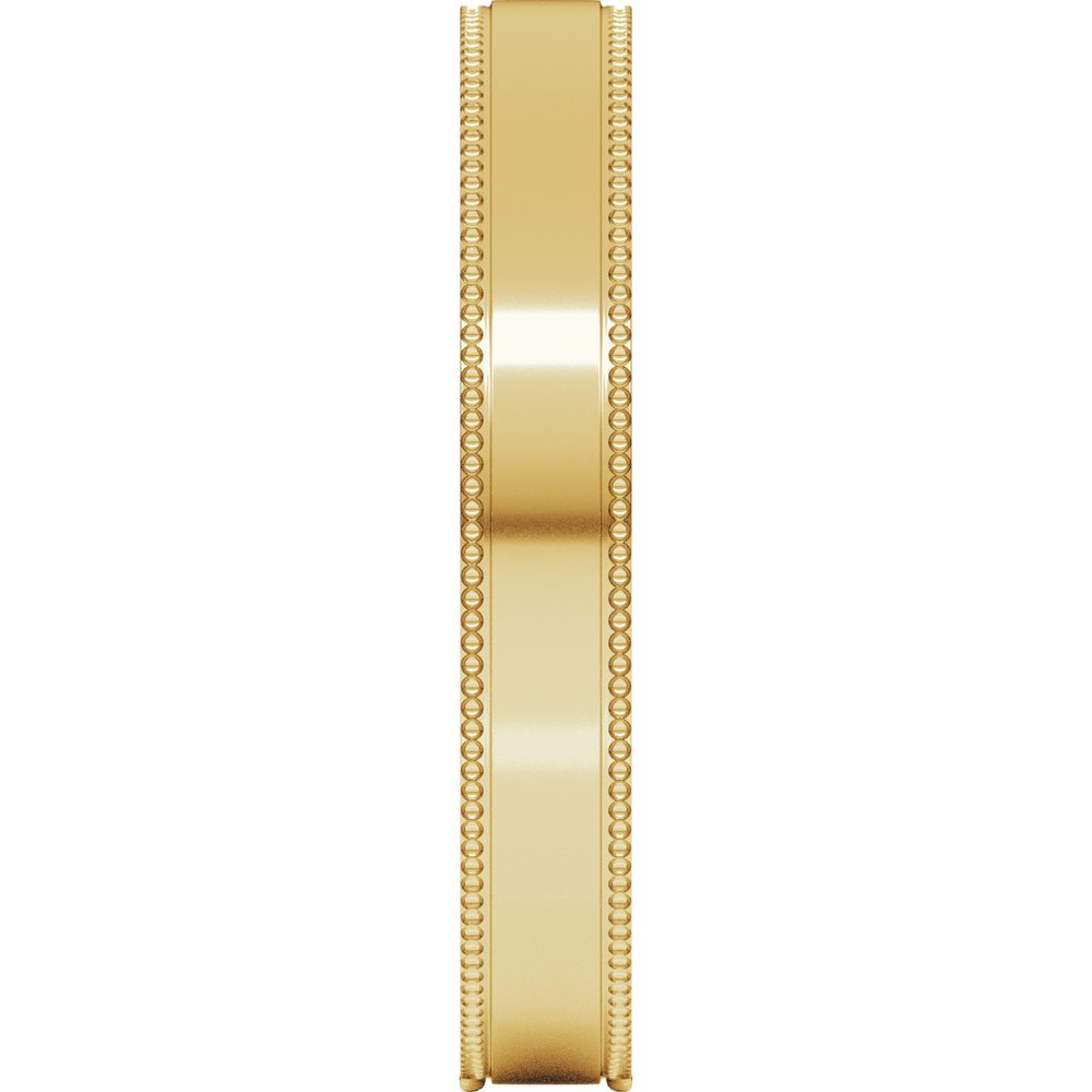 14K Yellow Gold 3 mm Milgrain Stepped-Edge Comfort-Fit Flat Band Size 5.5