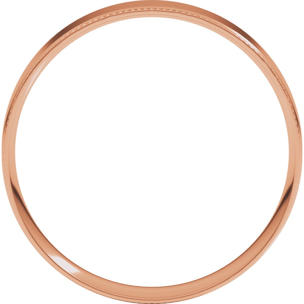 14K Rose 4 mm Milgrain Stepped-Edge Comfort-Fit Flat Band Size 11