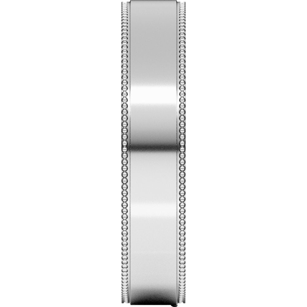 10K White 4 mm Milgrain Stepped-Edge Comfort-Fit Flat Band Size 10