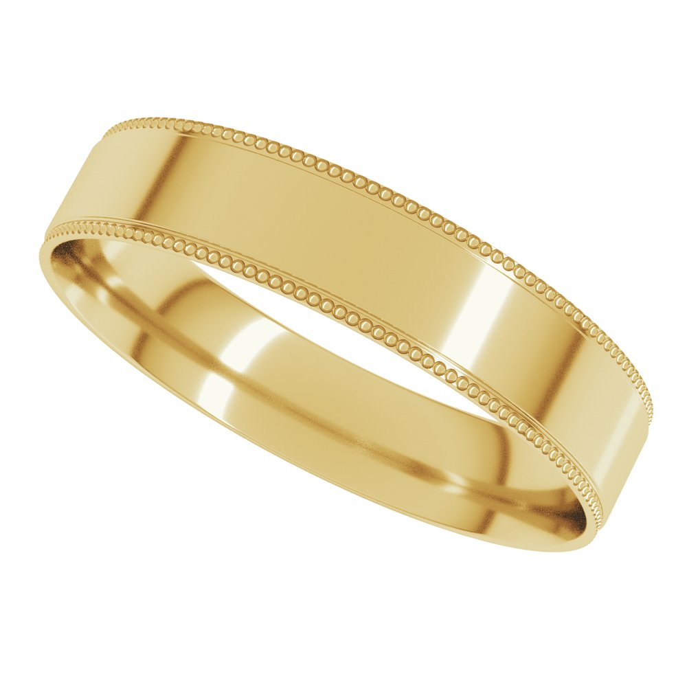 14K Yellow 4 mm Milgrain Stepped-Edge Comfort-Fit Flat Band