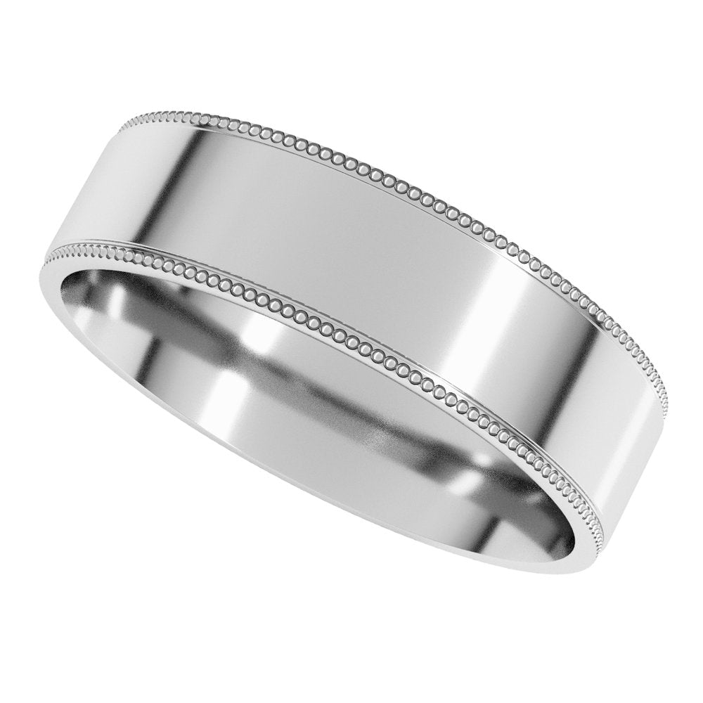 Platinum 5 mm Milgrain Stepped-Edge Comfort-Fit Flat Band Size 10.5