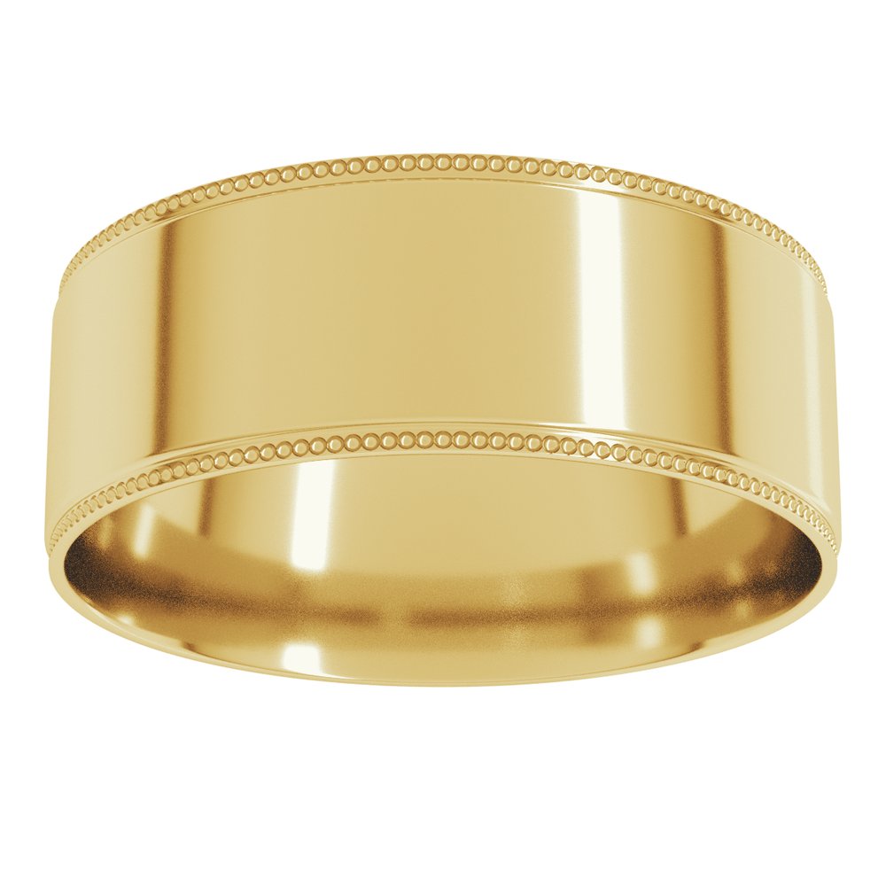 14K Yellow 7 mm Milgrain Stepped-Edge Comfort-Fit Flat Band Size 12.5