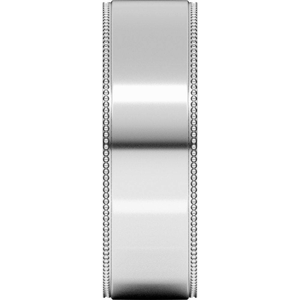 14K White Gold 6 mm Milgrain Stepped-Edge Comfort-Fit Flat Band Size 8.5