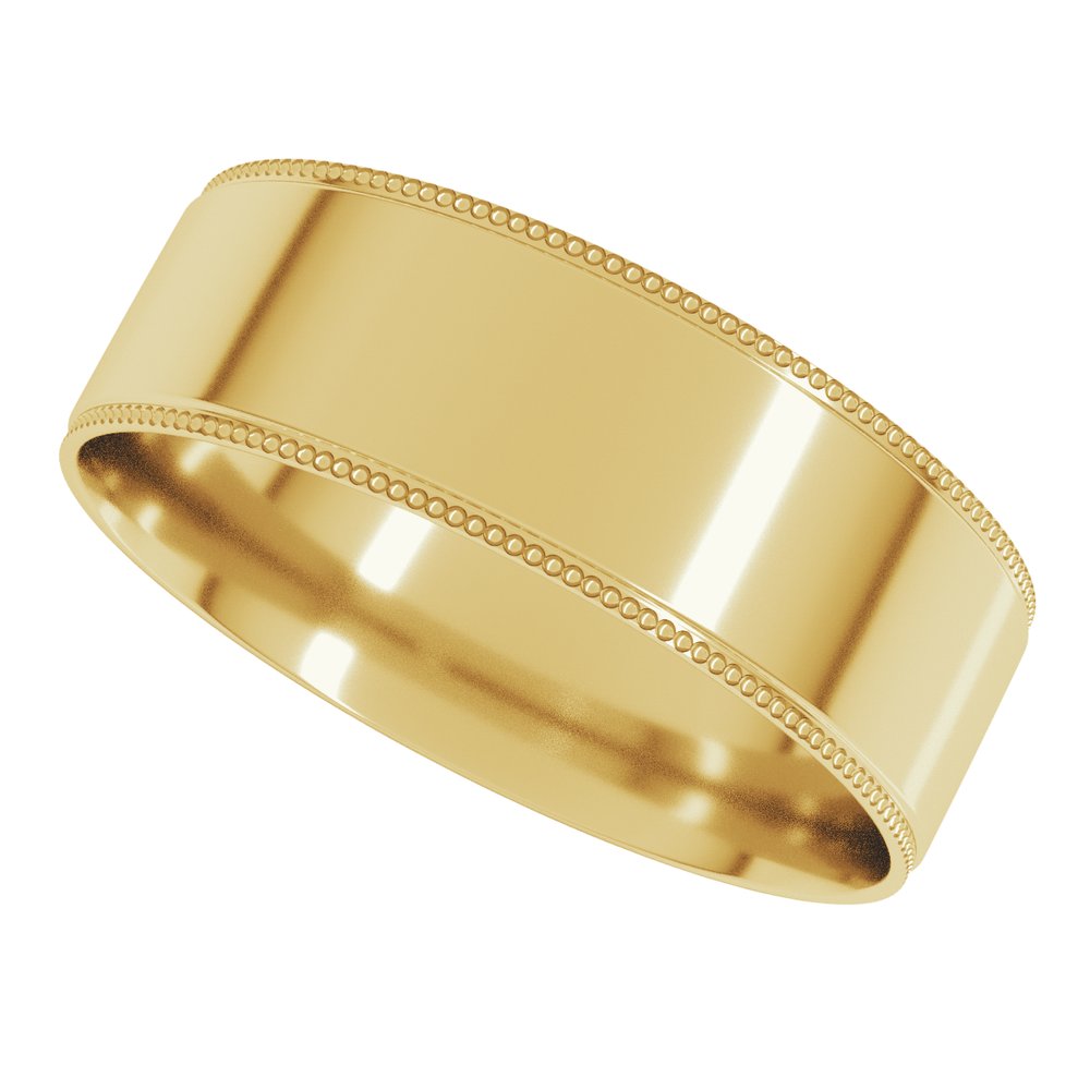 14K Yellow 6 mm Milgrain Stepped-Edge Comfort-Fit Flat Band Size 11