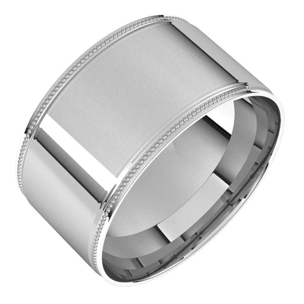 Sterling Silver 8 mm Milgrain Stepped-Edge Comfort-Fit Flat Band Size 7.5