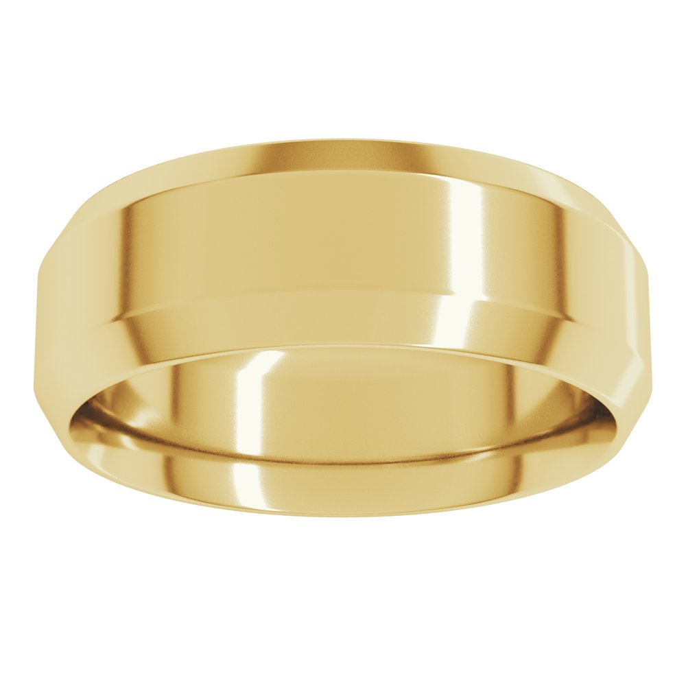14K Yellow Gold 7 mm Beveled-Edge Comfort-Fit Flat Band Size 8.5