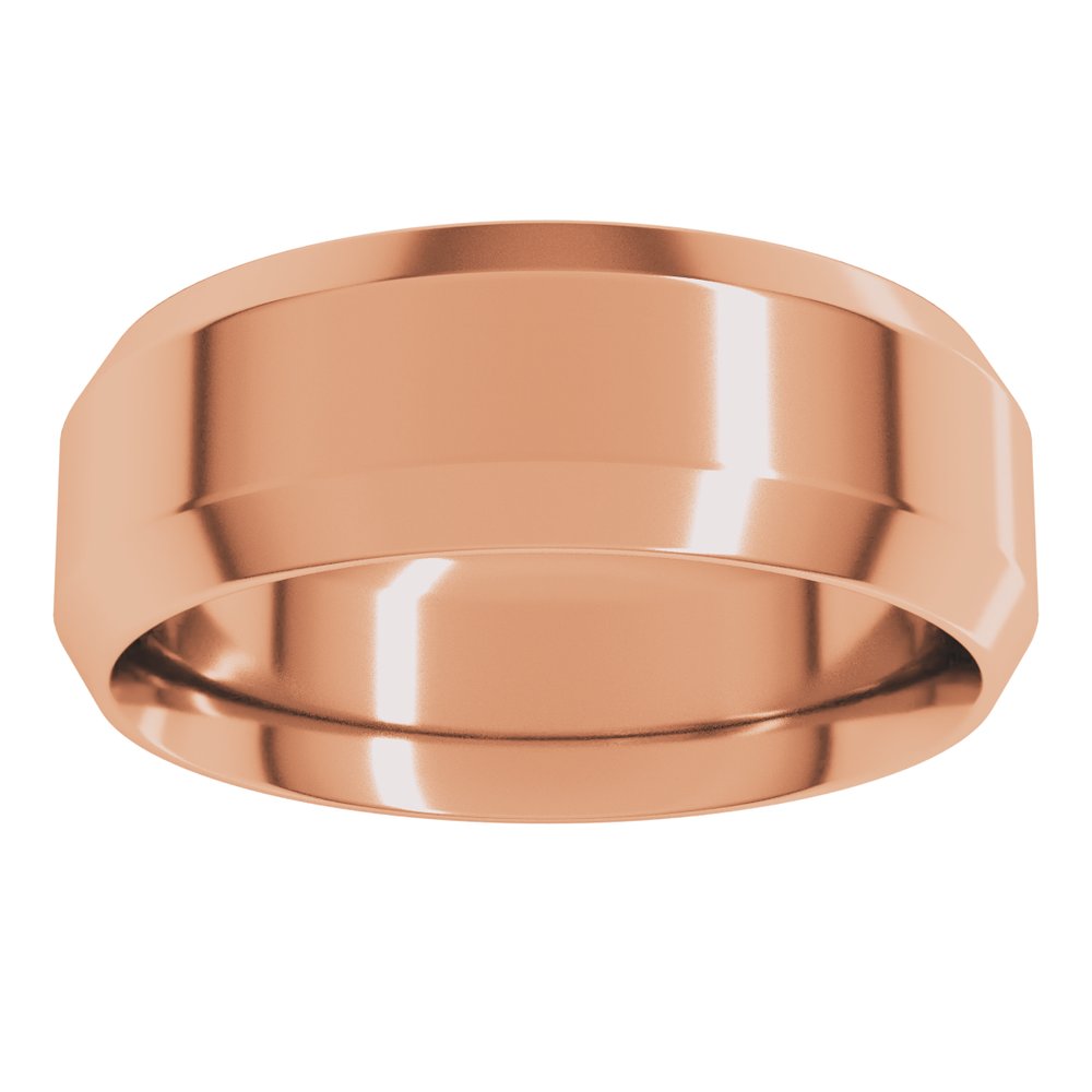14K Rose Gold 7 mm Beveled-Edge Comfort-Fit Flat Band Size 10.5