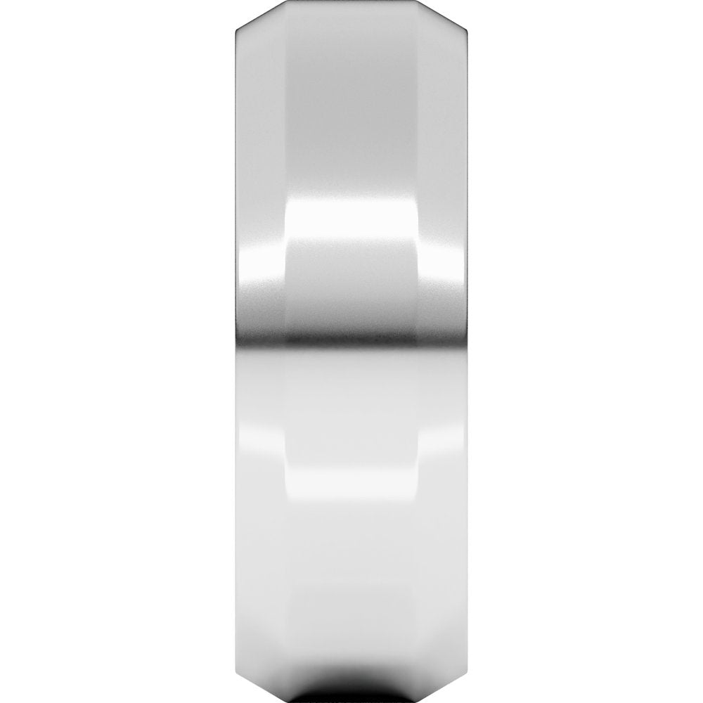 10K White Gold 7 mm Beveled-Edge Comfort-Fit Flat Band Size 9.5