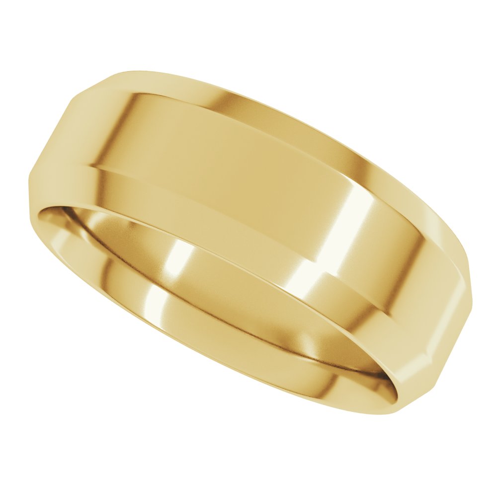 14K Yellow Gold 7 mm Beveled-Edge Comfort-Fit Flat Band Size 8.5