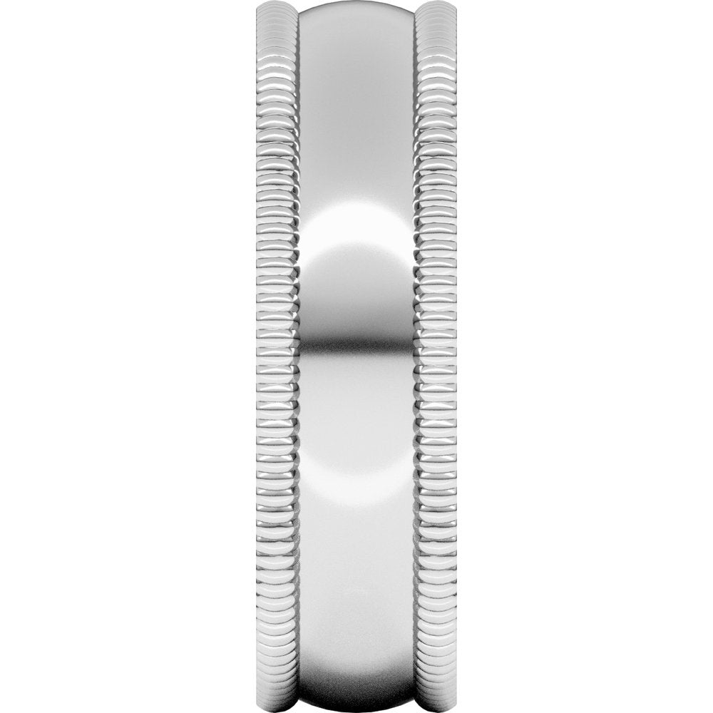 Platinum 6 mm Extra Large Milgrain Comfort-Fit Half Round Band Size 7.5
