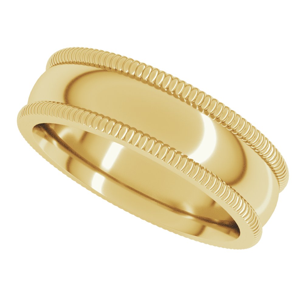 14K Yellow 6 mm Extra Large Milgrain Comfort-Fit Half Round Band