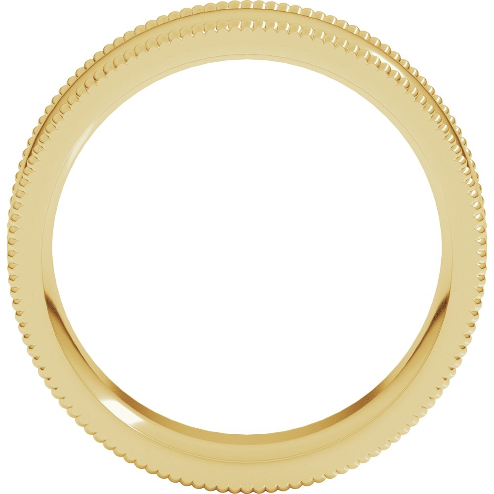 10K Yellow 7 mm Extra Large Milgrain Comfort-Fit Half Round Band Size 10
