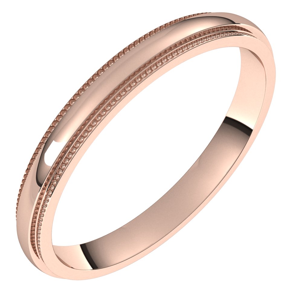 10K Rose Gold 2.5 mm Milgrain Stepped-Edge Half Round Band Size 10