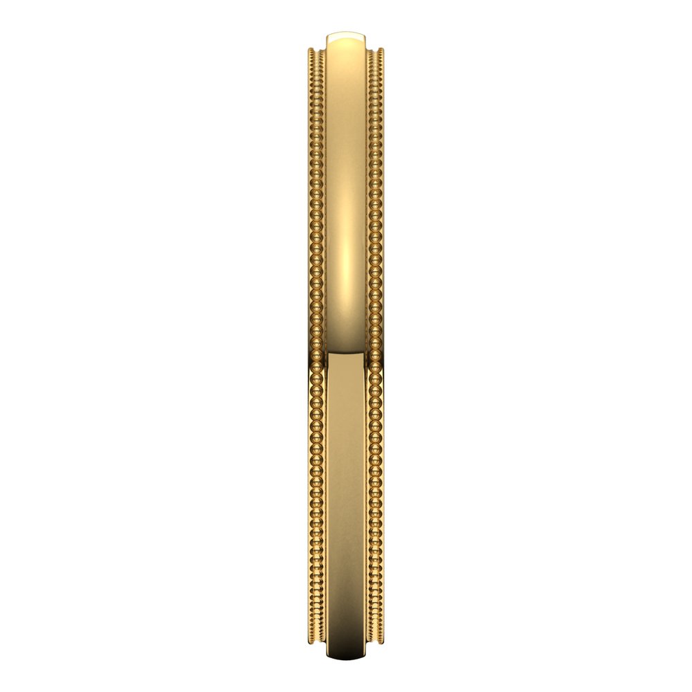 14K Yellow Gold 2.5 mm Milgrain Stepped-Edge Half Round Band Size 8