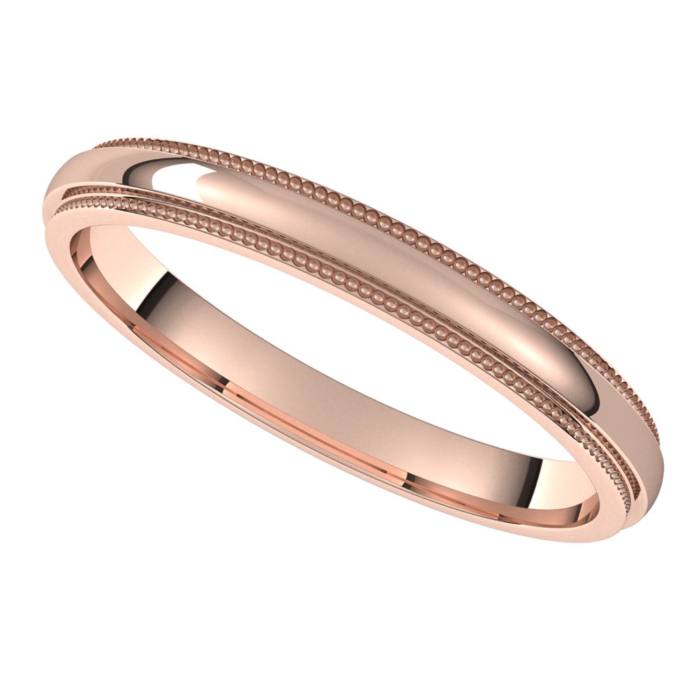 10K Rose Gold 2.5 mm Milgrain Stepped-Edge Half Round Band Size 10