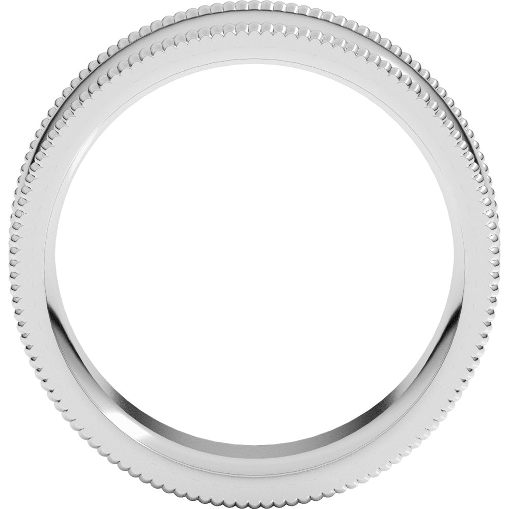 14K White 8 mm Extra Large Milgrain Comfort-Fit Half Round Band Size 9.5