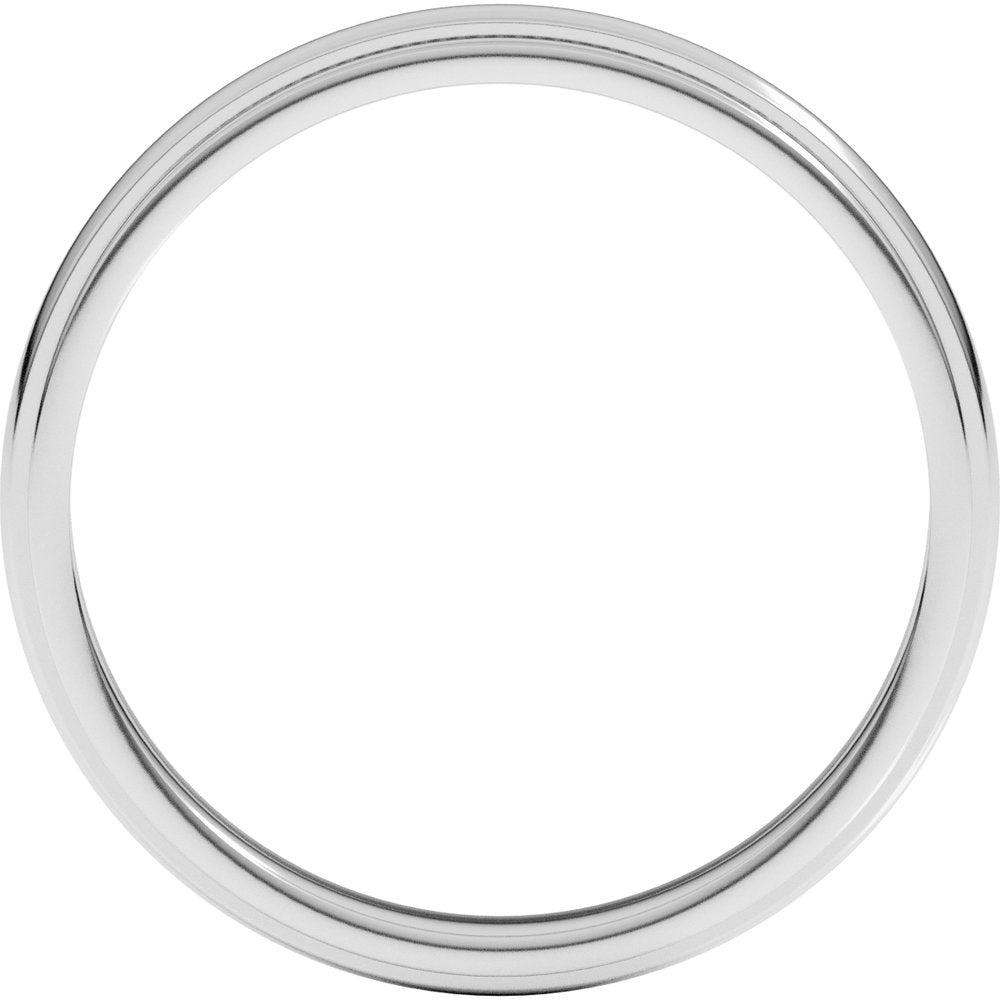 10K White Gold 3 mm Milgrain Stepped-Edge Half Round Band Size 8.5