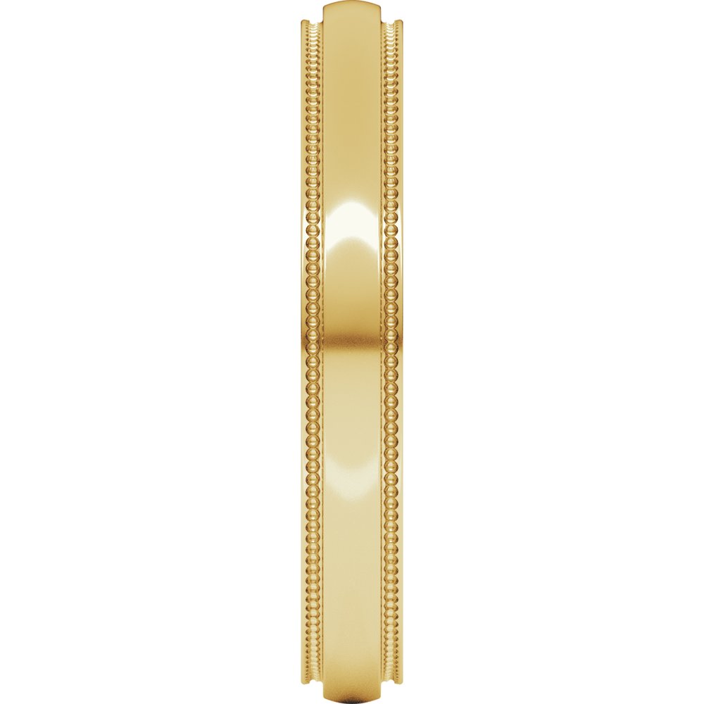 14K Yellow Gold 3 mm Milgrain Stepped-Edge Half Round Band Size 4.5