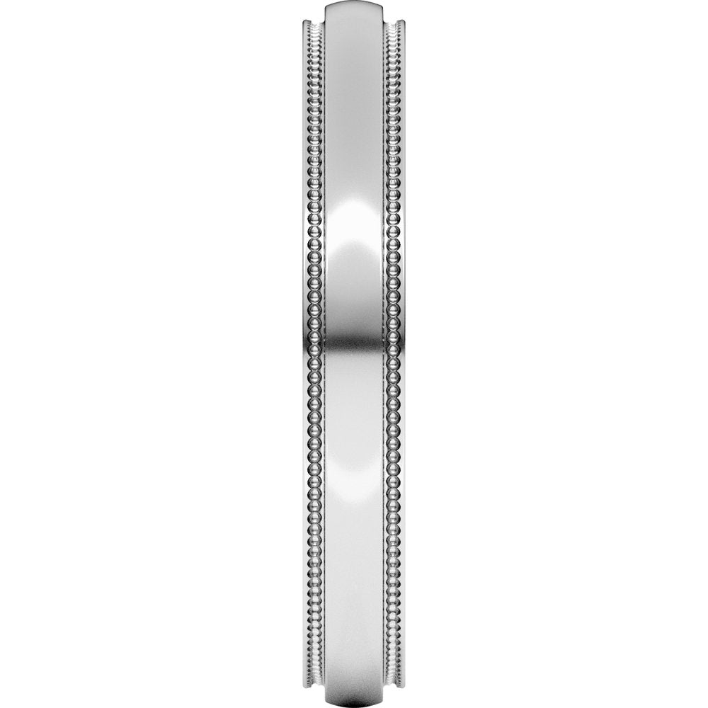 10K White Gold 3 mm Milgrain Stepped-Edge Half Round Band Size 8.5