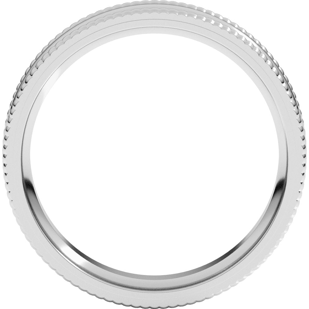 14K White 5 mm Extra Large Milgrain Comfort-Fit Half Round Band Size 10