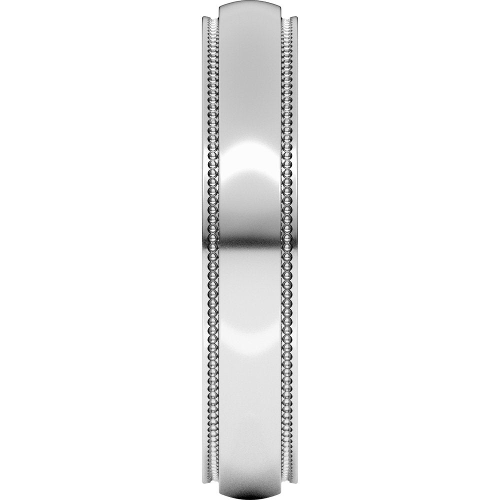 10K White Gold 4 mm Milgrain Stepped-Edge Half Round Band Size 8